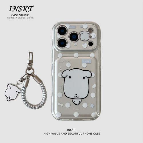 inskt趣味卡通波点大头小狗原创适用iphone18promax手机壳苹果17软硅胶套17pro网红新款小众16防摔15个性日韩