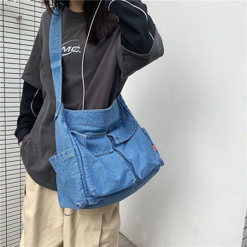 包包女2023新款水洗牛仔包斜通用款女包