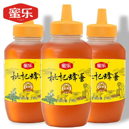 蜜乐枇杷蜂蜜纯正天然深山蜂蜜挤压瓶枇杷蜜土蜂蜜1000g*3蜂蜜