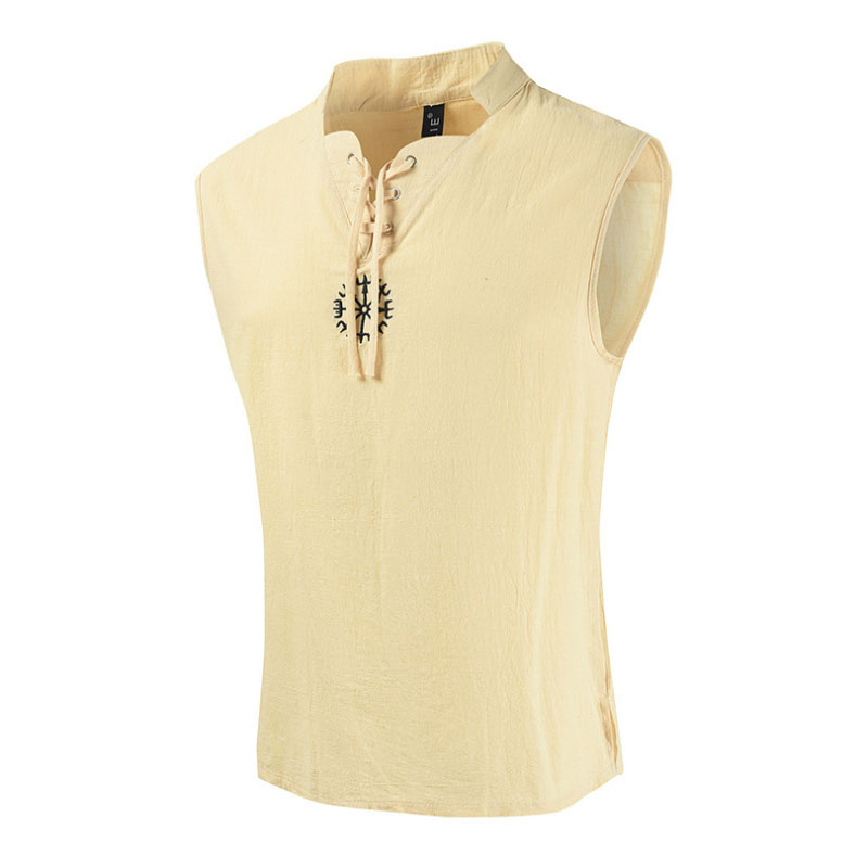 欧版型坎肩宽松运动健身宽肩青年潮大码无袖t恤夏季系绳男士背心