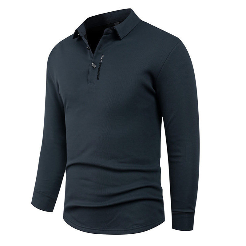 2025春秋商务翻领打底衫时髦男士中青年大码长袖运动休闲POLOT恤