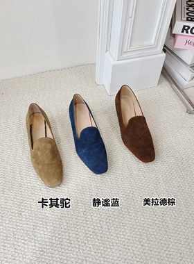 法式vintage方头中跟高跟乐福鞋