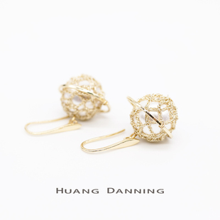 DANNING原创手工金银线钩针编织珍珠星球系列耳环耳饰耳夹 HUANG