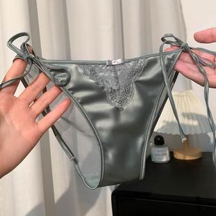 女生法式 纯欲缎面系带女士高级低腰性感刺绣高开叉内裤 女2025新款