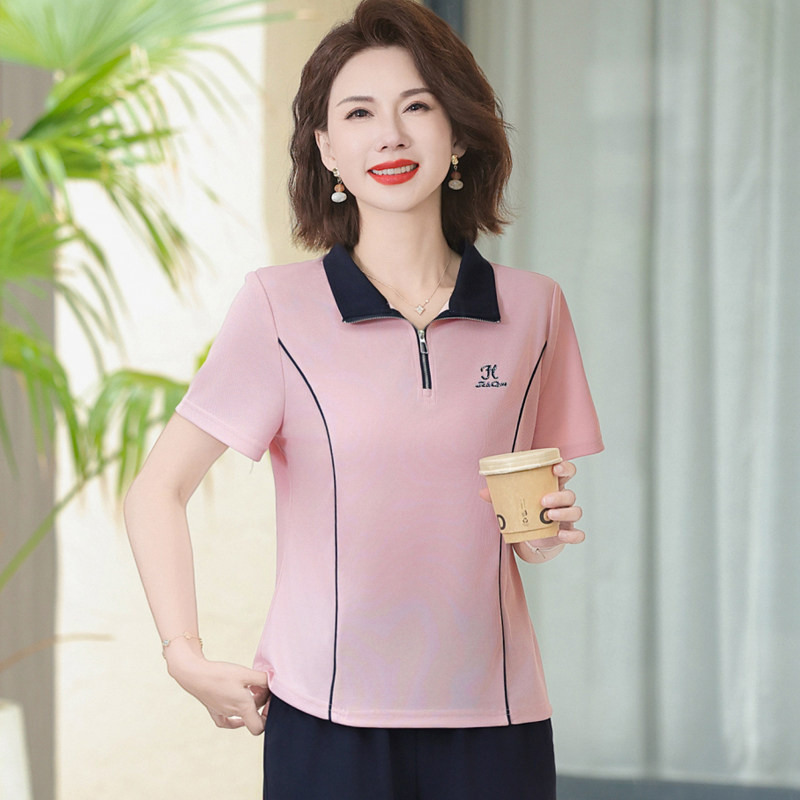 中老年妈妈夏套装时尚休闲短袖两件套五六十岁妇女夏季新款运动服