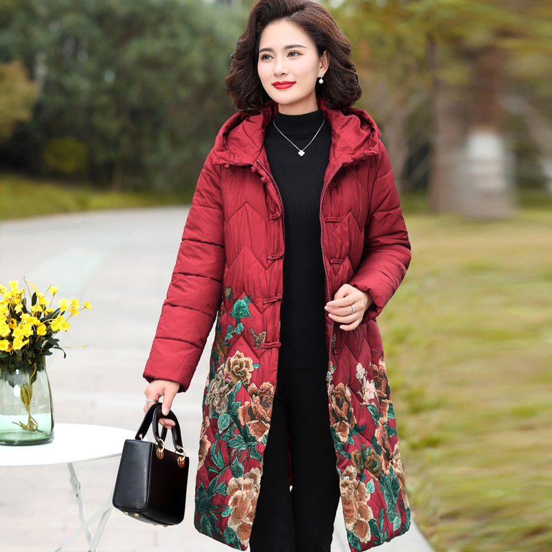 妈妈装羽绒棉服长款中老年女装