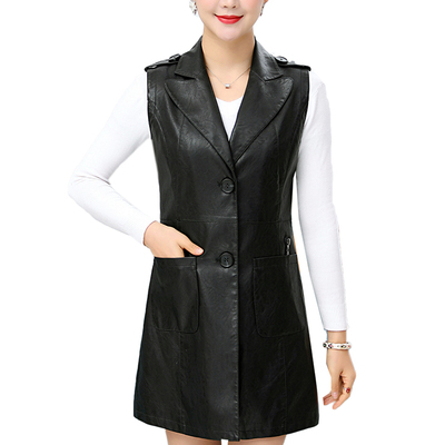 皮马甲女中长款洋气时尚修身显瘦