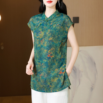 新中式衬衫女时尚国风短袖t恤衫