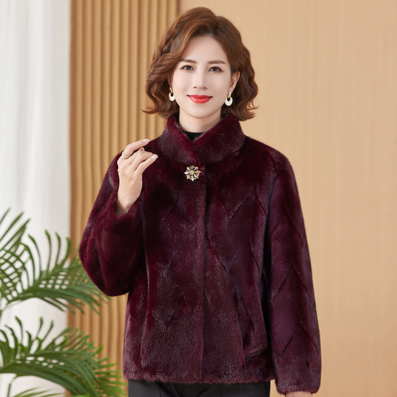 妈妈装秋冬外套高贵大气皮草上衣