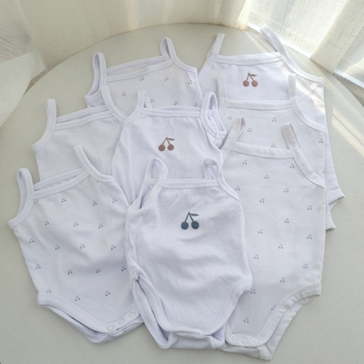 48-80码外贸三角哈衣夏无袖爬服女宝宝连体衣婴儿吊带背心包屁衣