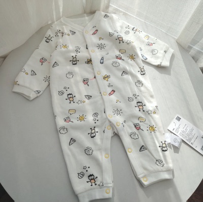毛巾料59码外贸春秋男宝宝长袖爬爬服新生婴儿连体衣包屁衣哈衣
