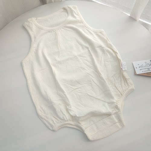 网眼有机棉56-73码三角哈衣夏无袖爬服宝宝连体衣新生婴儿包屁衣