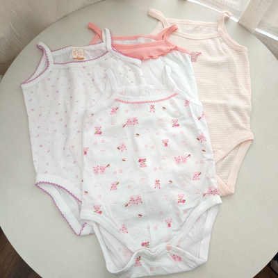 59-66码外贸三角哈衣夏无袖爬服女宝宝连体衣新生婴儿背心包屁衣