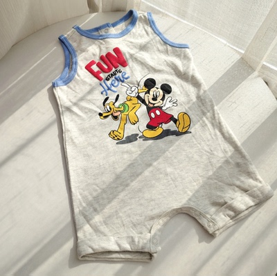 56-80码外贸短裤哈衣夏无袖爬服男女宝宝连体衣新生婴儿包屁衣