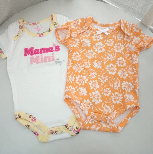 52-59码外贸三角哈衣夏短袖爬服女宝宝连体衣新生婴儿碎花包屁衣