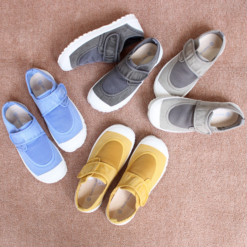 水洗做旧女鞋男鞋帆布鞋情侣鞋日系时尚粘带一脚蹬肥版教育鞋百搭