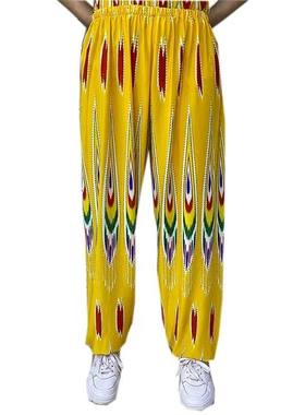新疆少数民族服饰艾德莱斯女士裤子舞蹈打底裤花灯笼裤