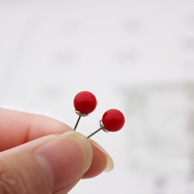 s925纯银红色耳钉女圆球气质韩国黑玛瑙珊瑚可爱小豆豆迷你防过敏在类目 饰品/流行首饰/时尚饰品新, 耳饰, 耳钉中 - 来自Buy2taobao.com提供专业的淘宝代购服务