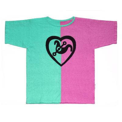 针织拼接短袖粉色薄纯棉男女紫色