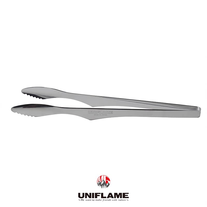 日本制uniflame户外 不锈钢氟素不粘涂层烤肉夹