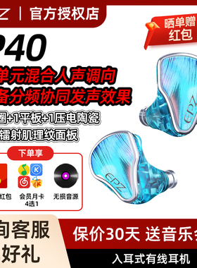 EPZ P40有线耳机入耳式HiFi发烧级高保真高音质高解析音乐耳塞