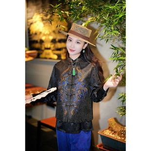 桑蚕丝马夹5406 新中式 蓝大 雾栖岸