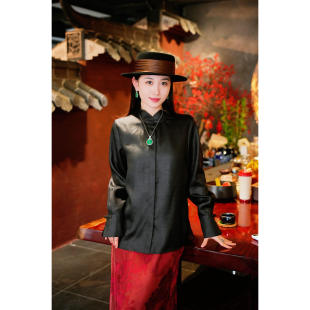 桑蚕丝上衣5990 新中式 蓝大 墨染