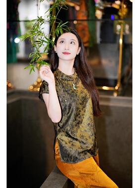 蓝大【朔望】新中式桑蚕丝短袖5131