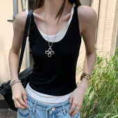 TOKO.Z夏季 新款 韩国设计感假两件吊带背心减龄百搭显瘦打底上衣女