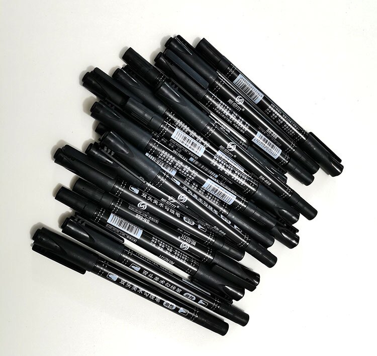 100 조각 SNIER 후크 펜 수성 마커 유성 후크 펜 아트 페인팅 양방향 펜 블랙