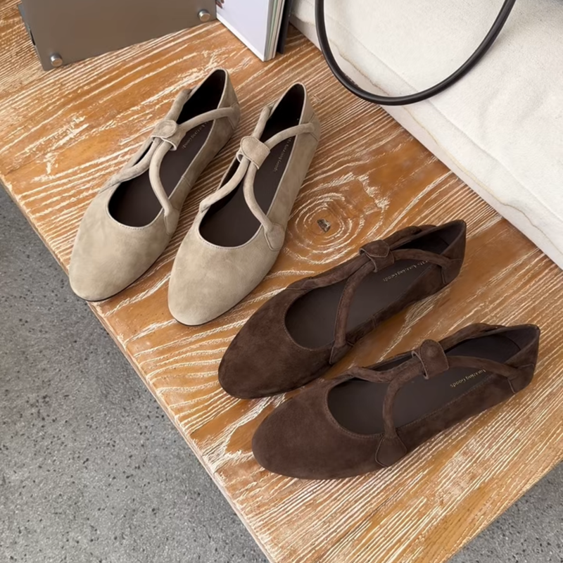 WM6 真皮女鞋芭蕾舞平底浅口单鞋2026年春季低跟交叉带老钱风瓢鞋,女鞋,浅口单鞋,淘宝优惠券,粉丝福利购,淘宝优惠卷