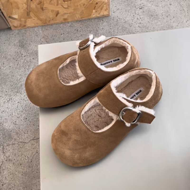 WM6女鞋厚底圆头浅口加绒单鞋