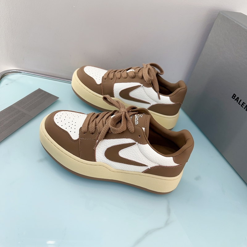 美仁印休闲板鞋松糕底拼色女鞋