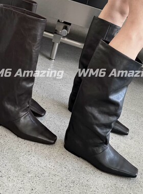 WM6真皮女靴欧美风时装靴内增高