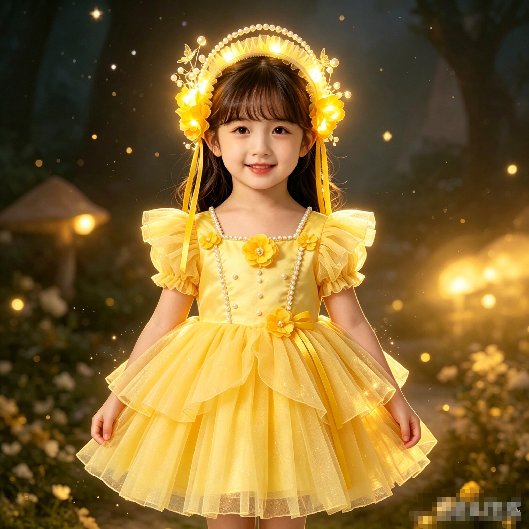 女孩森系樱花仙子发箍精美珍珠发光拍照发饰甜美公主簪花古风头箍