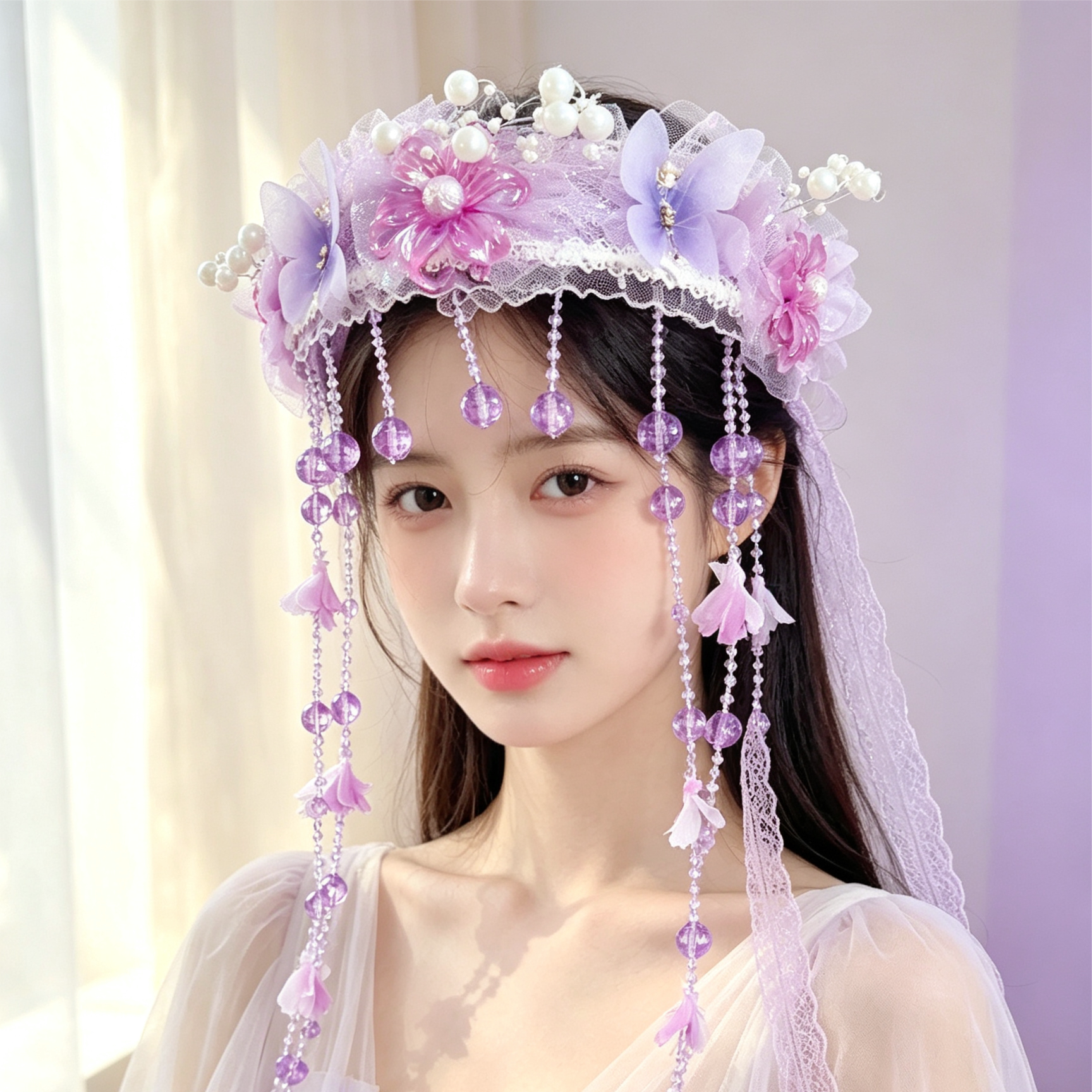 新款古风香妃发光发箍女孩亲子演出拍照儿童公主头饰超仙香妃发饰