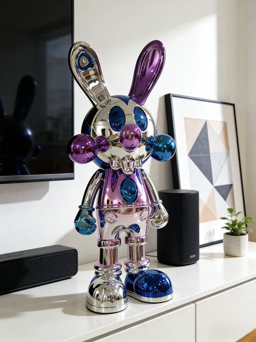 轻奢电镀兔子摆件客厅电视柜酒柜家居装饰品玄关高级感软装工艺品