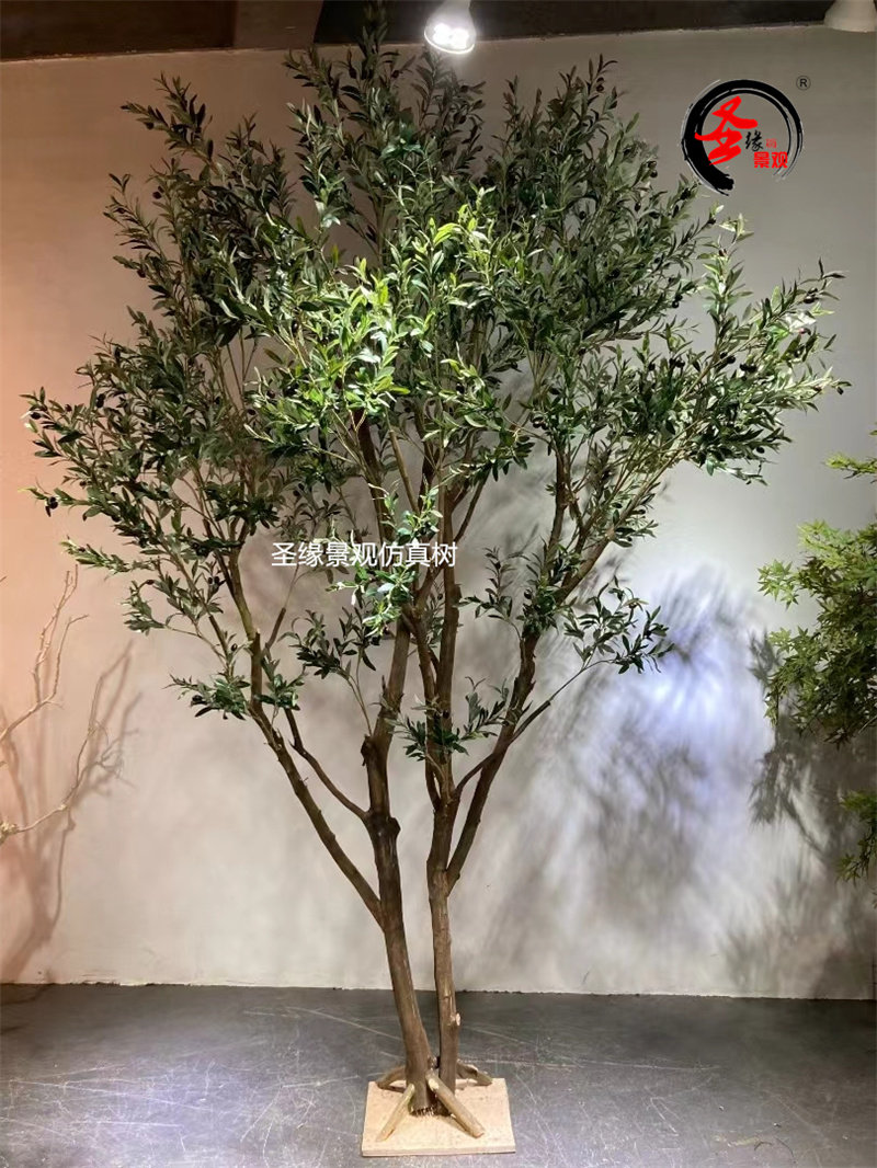 仿真橄榄树实木假油橄榄树橱窗造景假树北欧ins假橄榄果橄榄叶树
