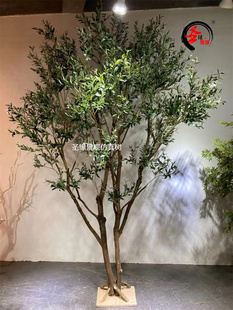 仿真橄榄树实木假油橄榄树橱窗造景假树北欧ins假橄榄果橄榄叶树