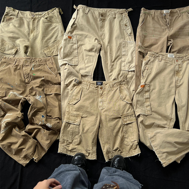 【重工！日制双面纺古布】美式重工水洗印花复古工装休闲短裤