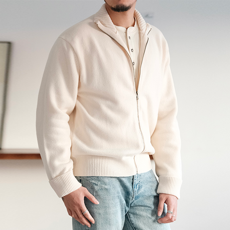 秋冬复古重磅羊毛拉链开衫男女