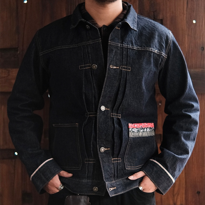 赤耳14盎司短宽原牛夹克外套