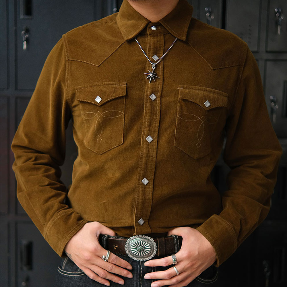 中古摩卡慕斯色灯芯绒长袖衬衫