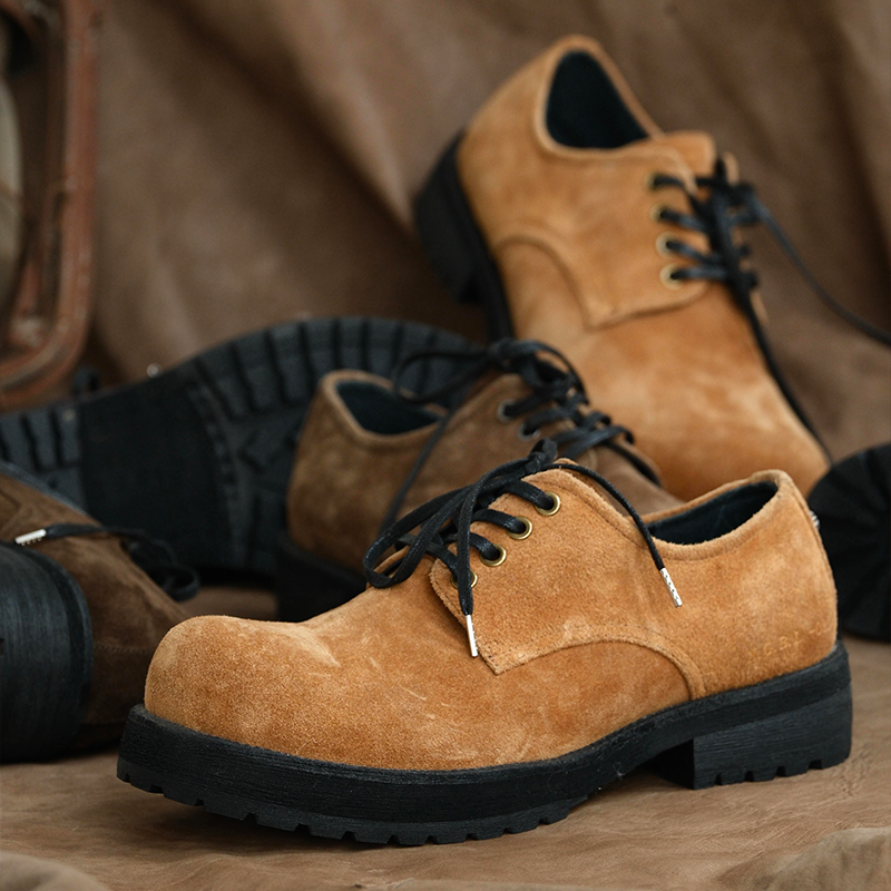 英伦高丝光牛反绒皮鞋德比鞋