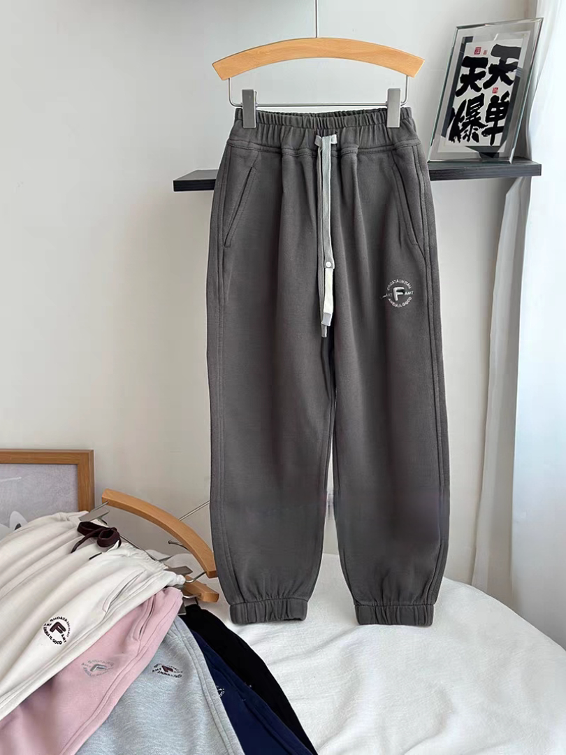 特价爱木橦品牌童装韩版春款针织卫裤运动裤儿童裤子男童女童灰绿