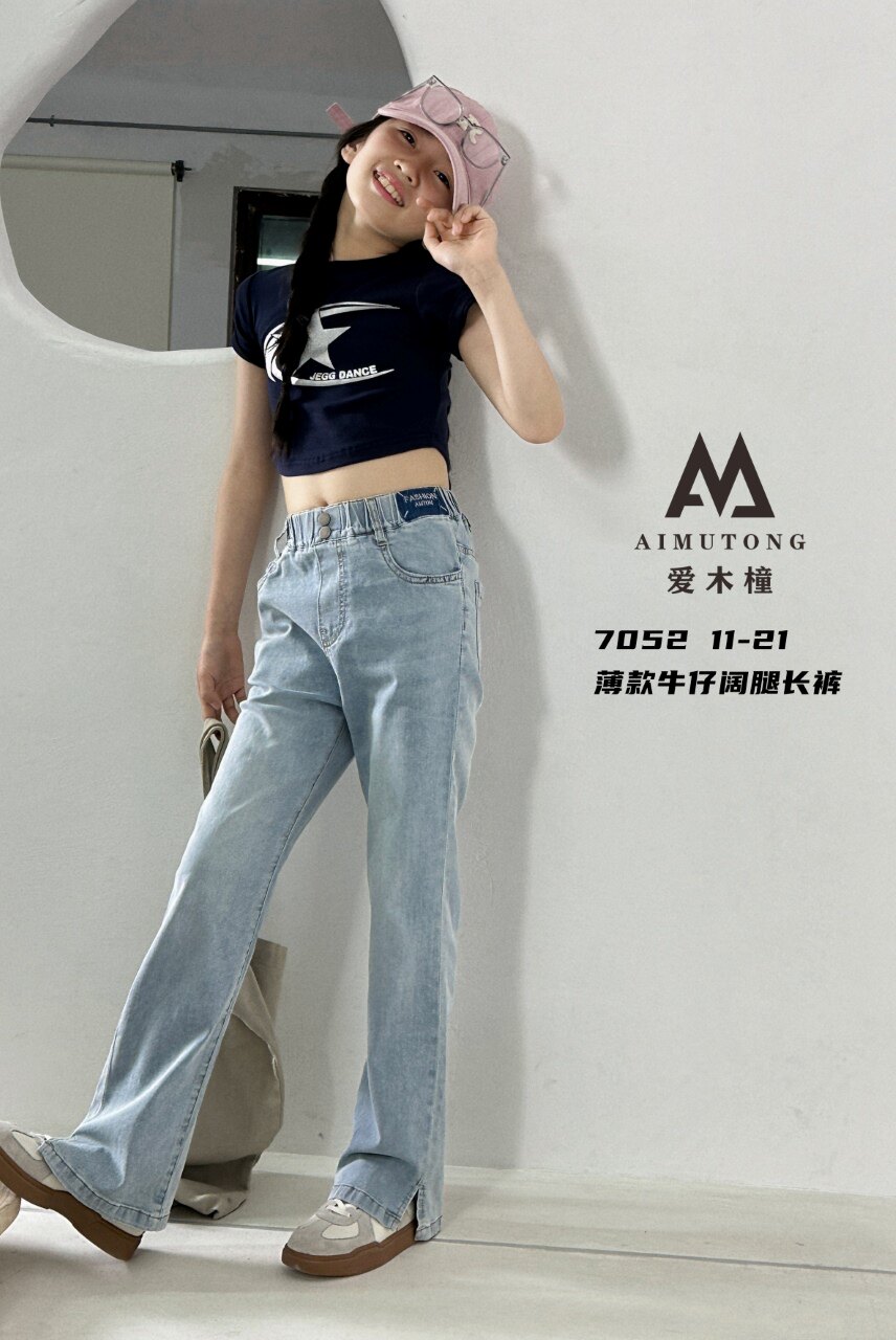 特价爱木橦品牌童装韩版夏款薄款牛仔裤儿童裤子女童喇叭裤长裤