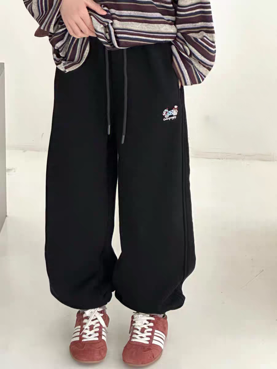 大E小e品牌童装冬款一体绒针织卫裤运动裤儿童裤子中童男女童
