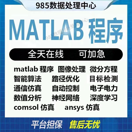 matlab代编程序机器学习通信仿真python神经网络图像处理优化算法