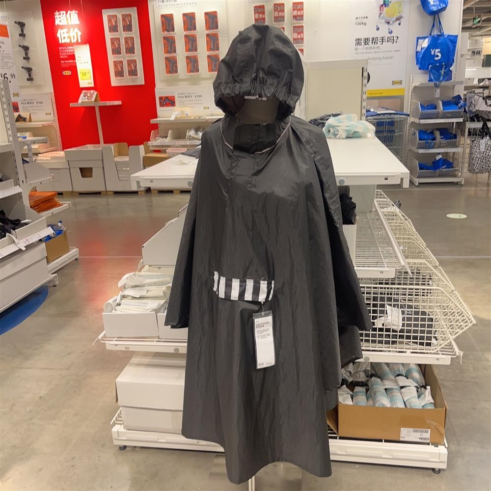 宜家 萨特斯登防水雨衣电动电瓶自行车单车雨衣单人黑色折叠IKEA
