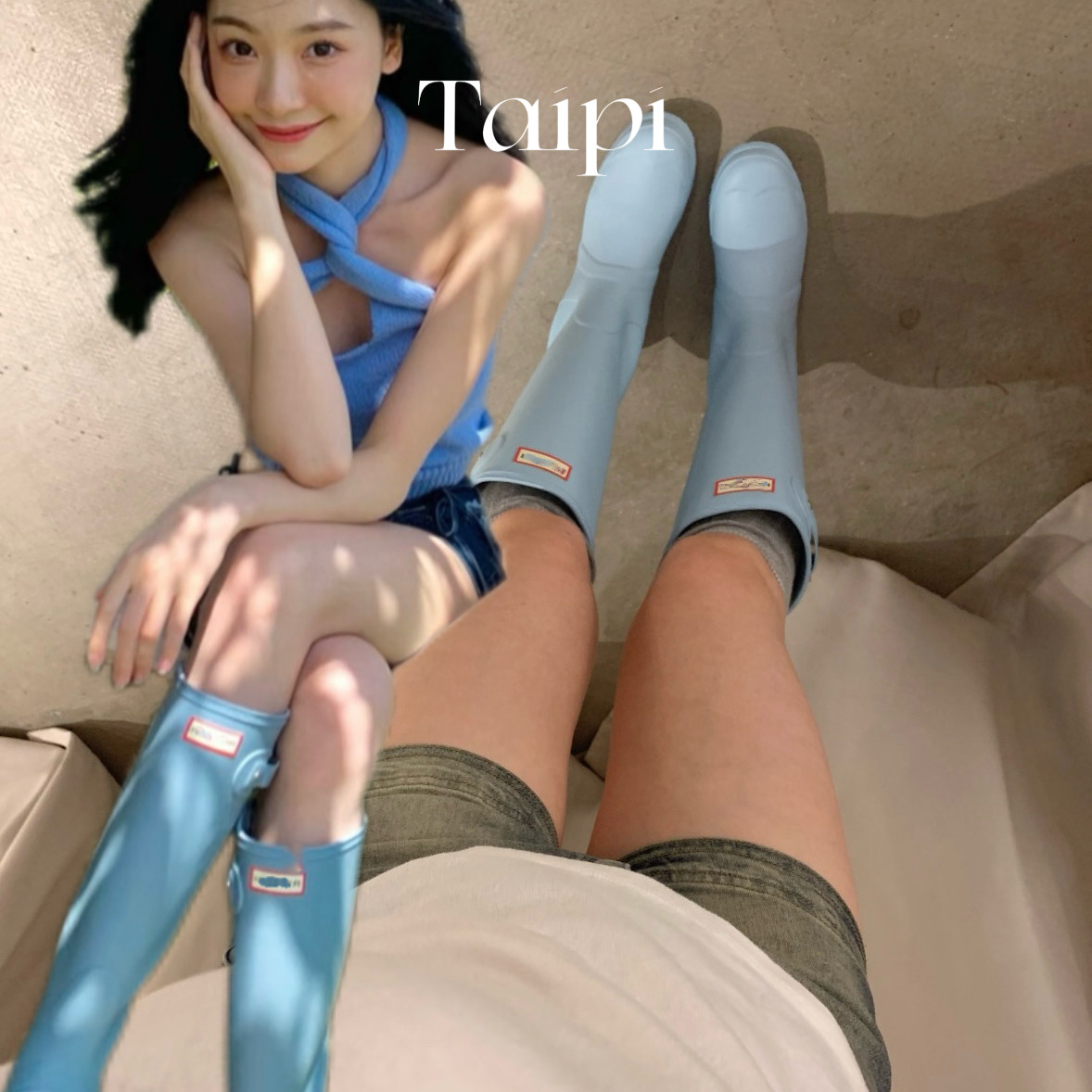 苔皮｜易梦玲同款雨鞋女骑士靴防时装靴